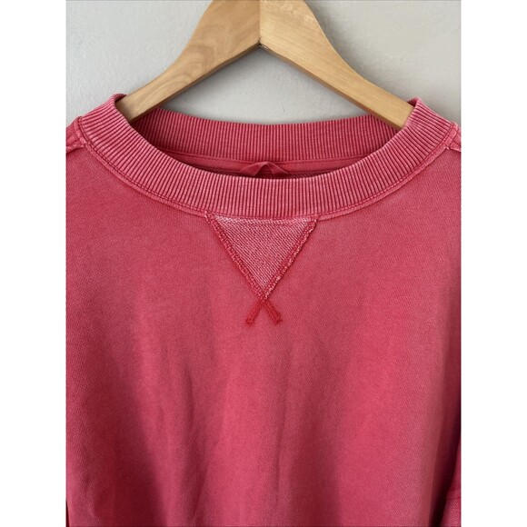 Aerie Women’s Oversized Coral Crew Neck Sweatshirt Size Large Pullover - Picture 3 of 7